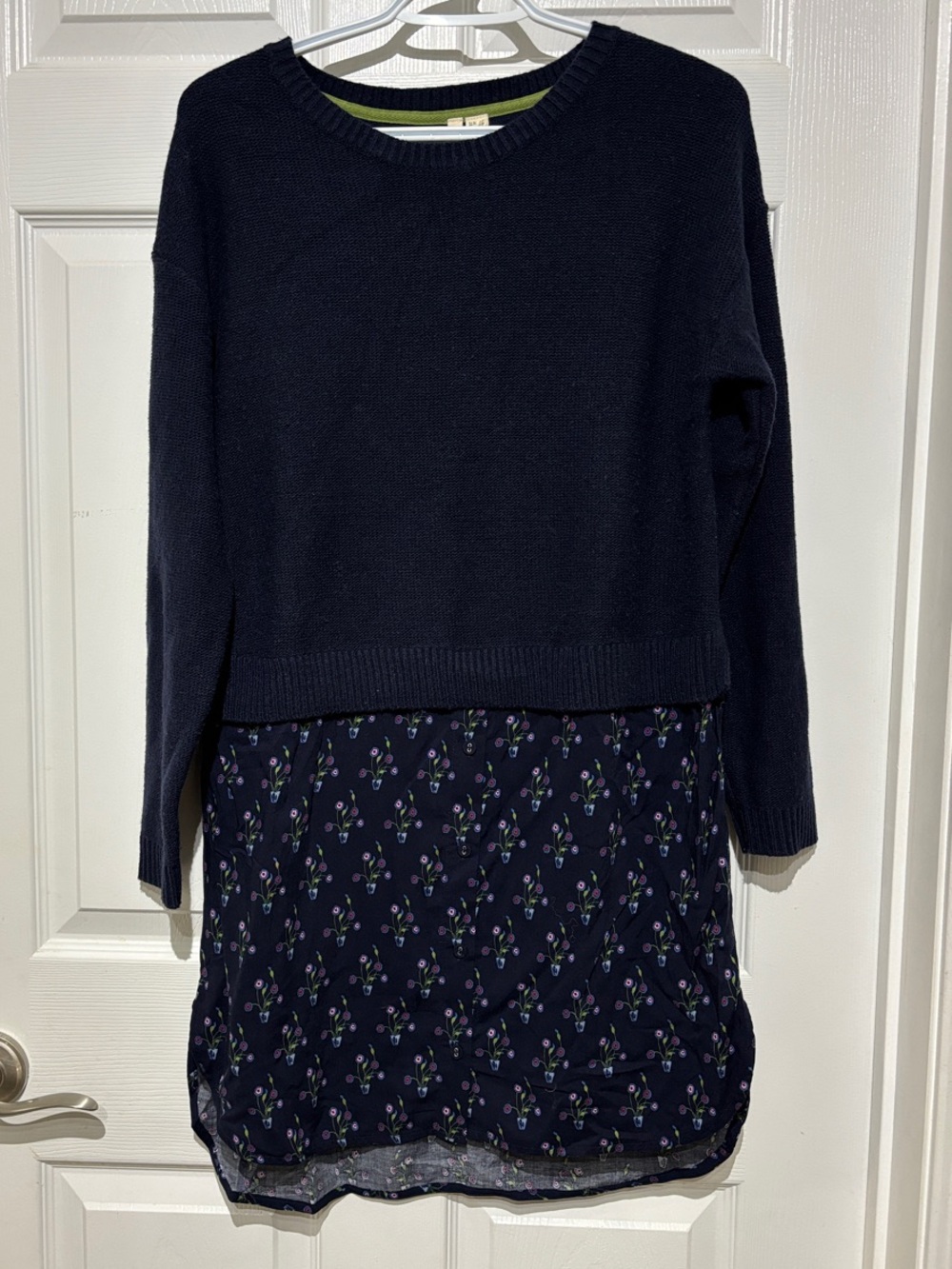White Stuff Navy Floral Layered Sweater Dress - Women's
